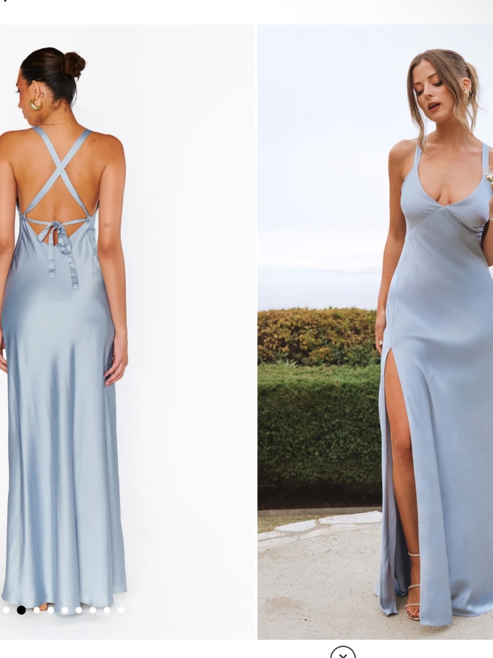 Show Me Your MuMu Powder Blue Satin Maxi Slip Dress with Side Slit